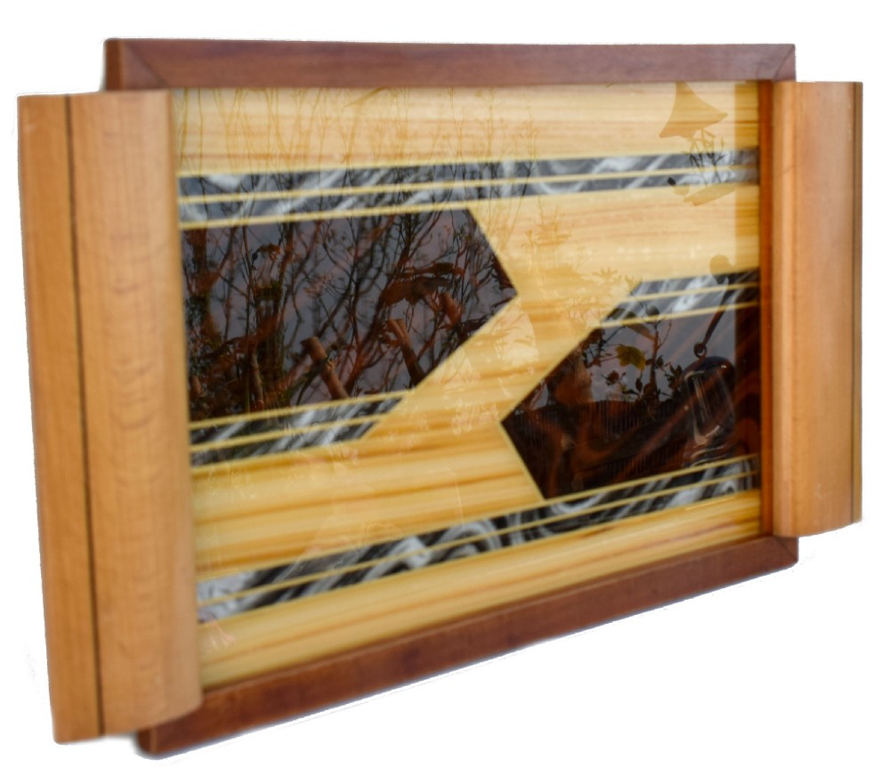 Art Deco Geometric Reverse Painted Tray View VI