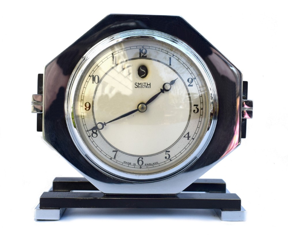 Machine Age Modernist 1930's Art Deco Chrome Clock by Smiths