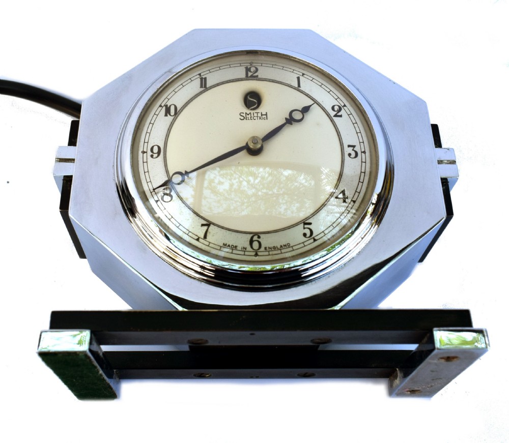 Machine Age Modernist 1930's Art Deco Chrome Clock by Smiths View VIII