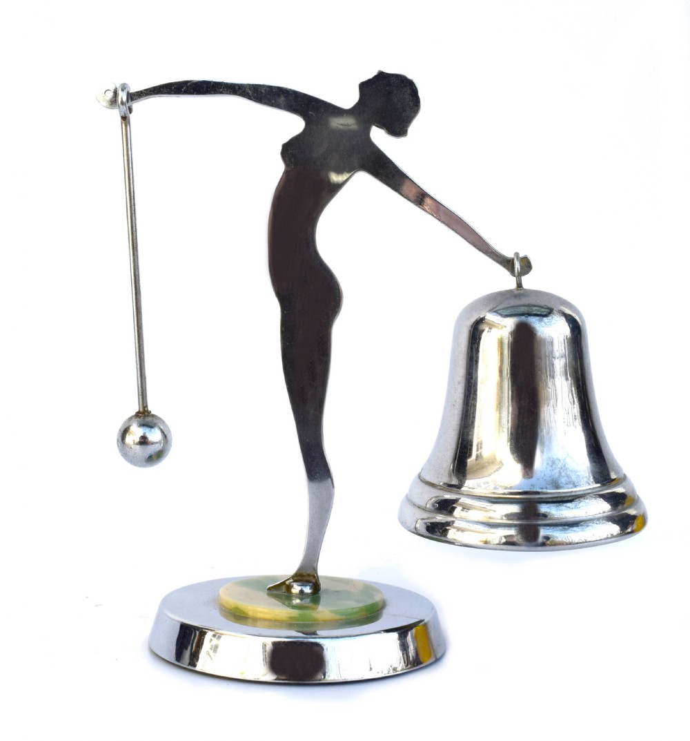 Art Deco Chrome and Bakelite Figural Dinner Gong, c1930