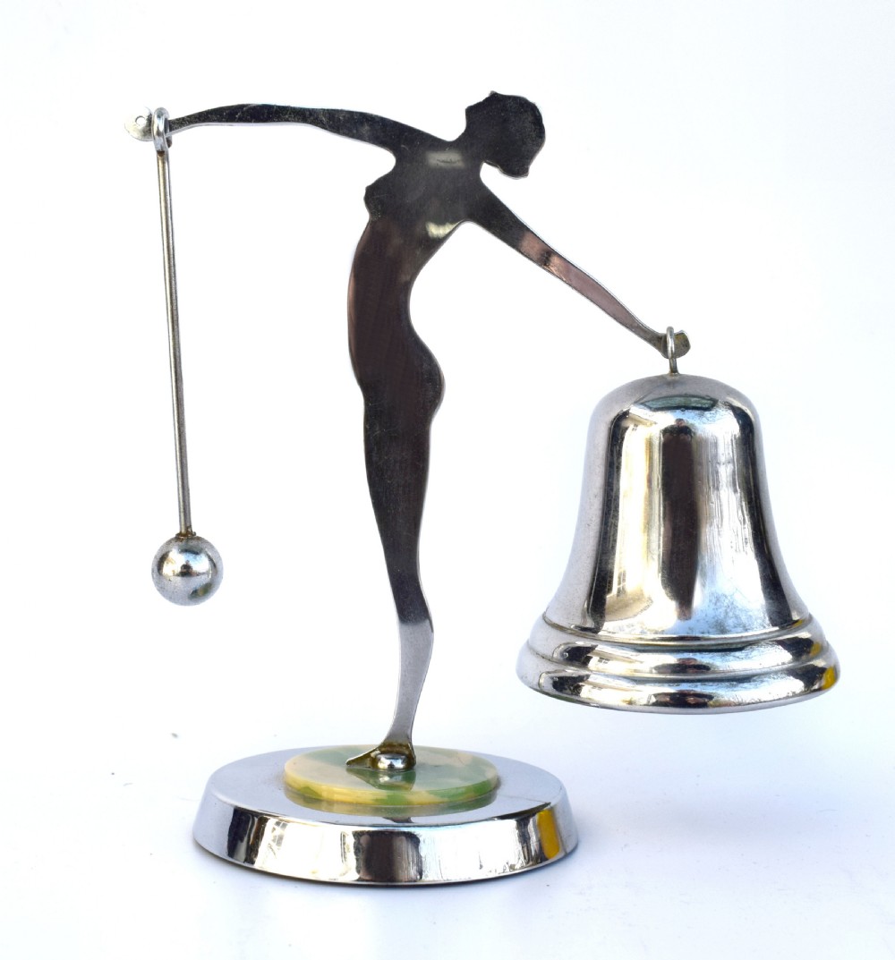 Art Deco Chrome and Bakelite Figural Dinner Gong, c1930 View II