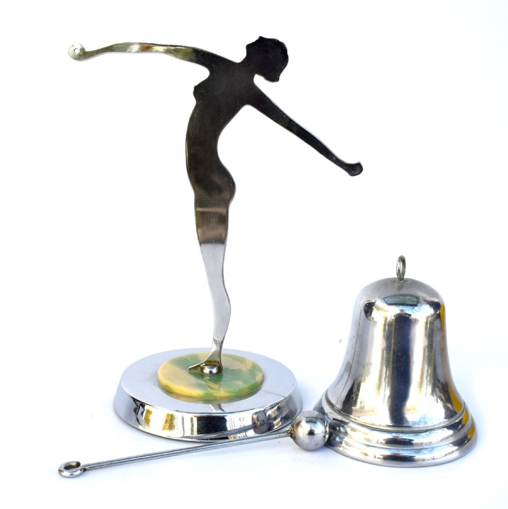 Art Deco Chrome and Bakelite Figural Dinner Gong, c1930 View IV