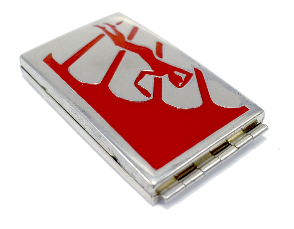 Art Deco Chrome And Enamel Ladies Powder Compact, c1935 View VI