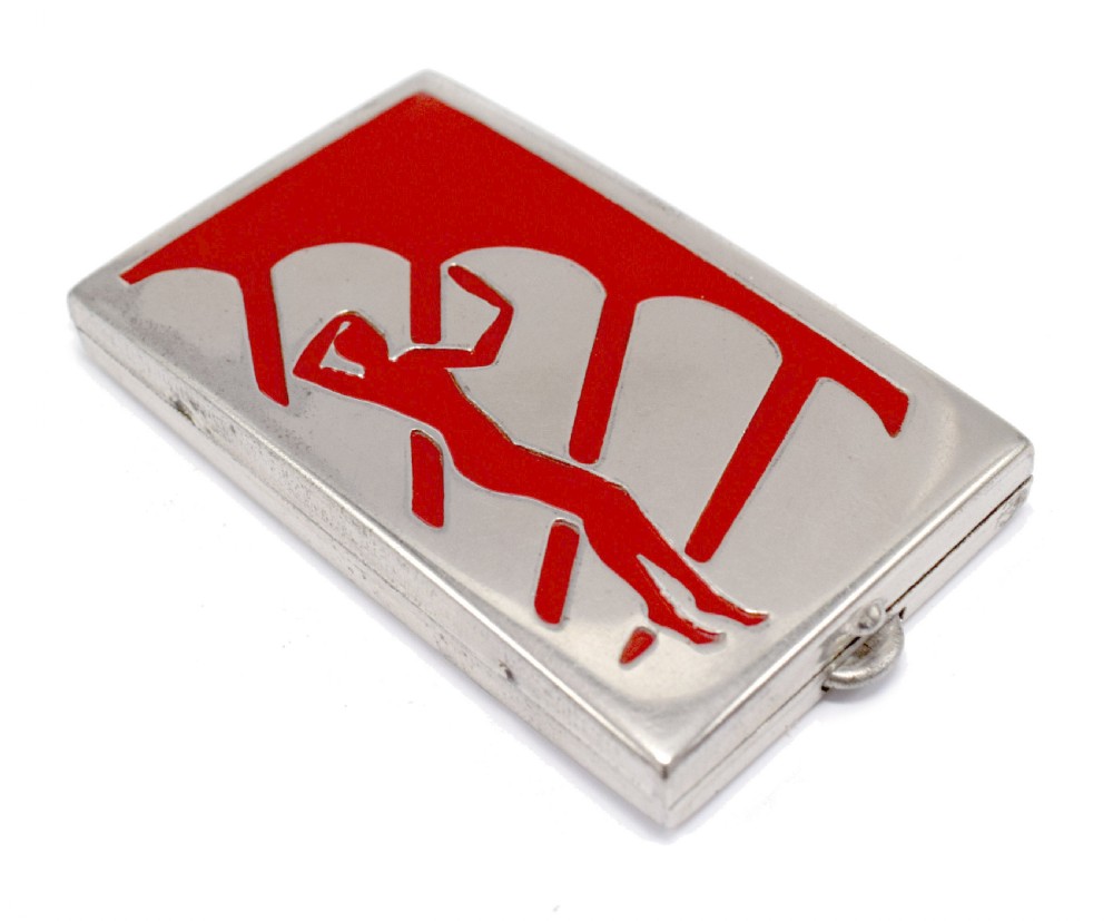 Art Deco Chrome And Enamel Ladies Powder Compact, c1935 View VII