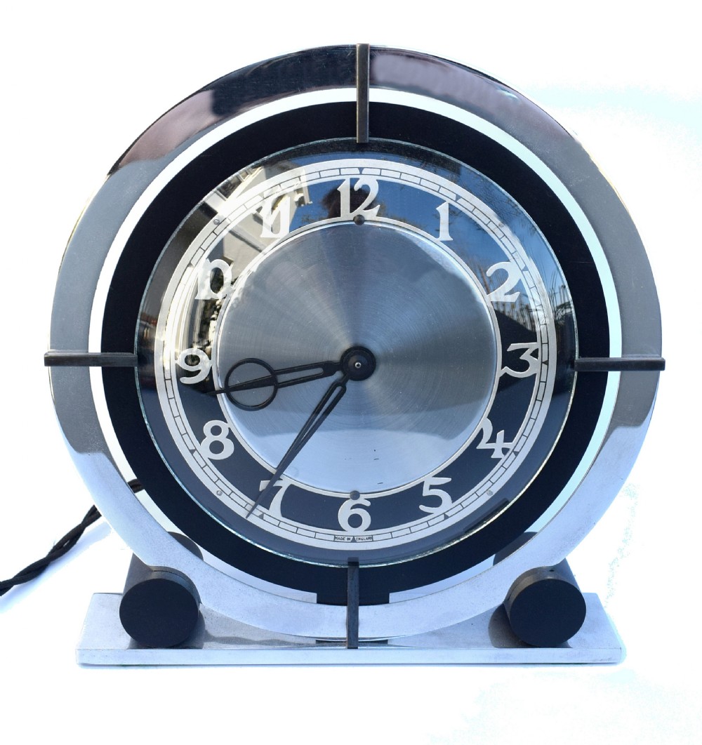 1930's Chrome Art Deco Modernist Clock