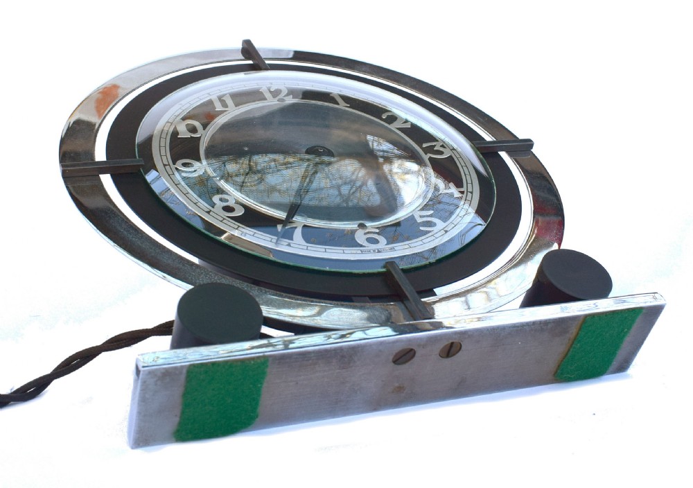 1930's Chrome Art Deco Modernist Clock View IV