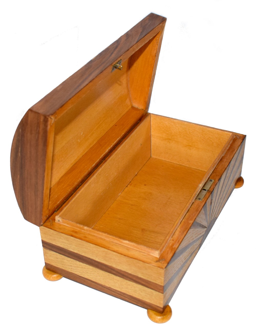 Large Art Deco 'Sunray' Inlaid box With Key View VIII