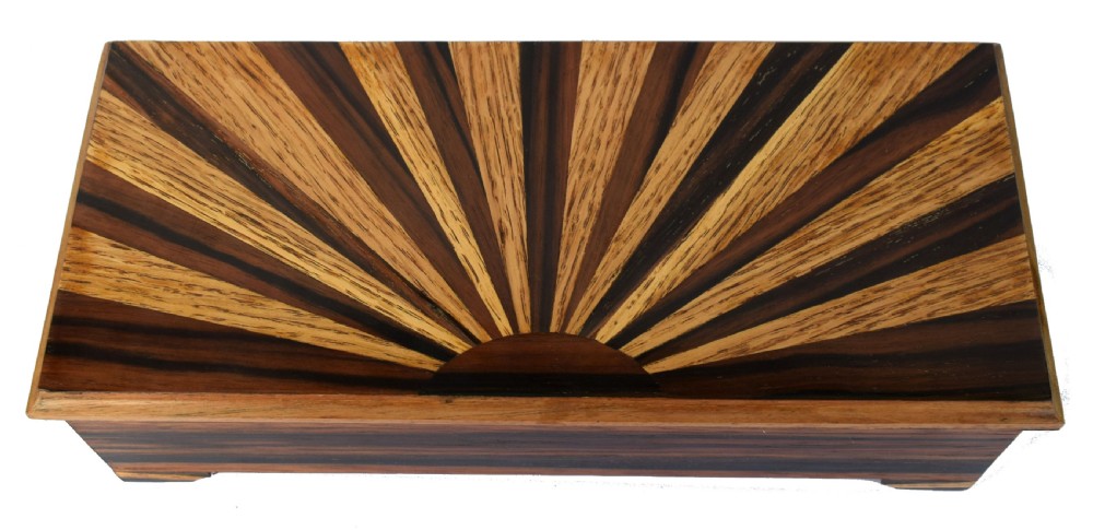 Impressive Art Deco 'Sunray' Inlaid Cigar Box , circa 1930 View II