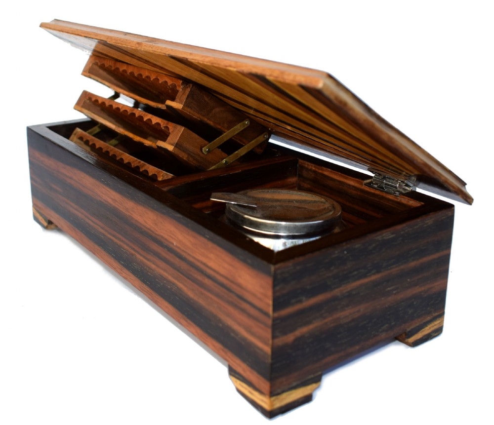 Impressive Art Deco 'Sunray' Inlaid Cigar Box , circa 1930 View VII