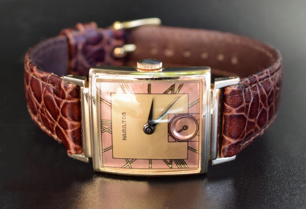 Art Deco Hamilton Ross 14k Gold Gents Watch, circa 1939, Recently Serviced View II