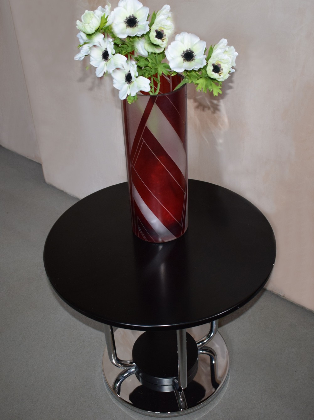 Huge Art Deco Glass & Enamel Etched Vase View IX