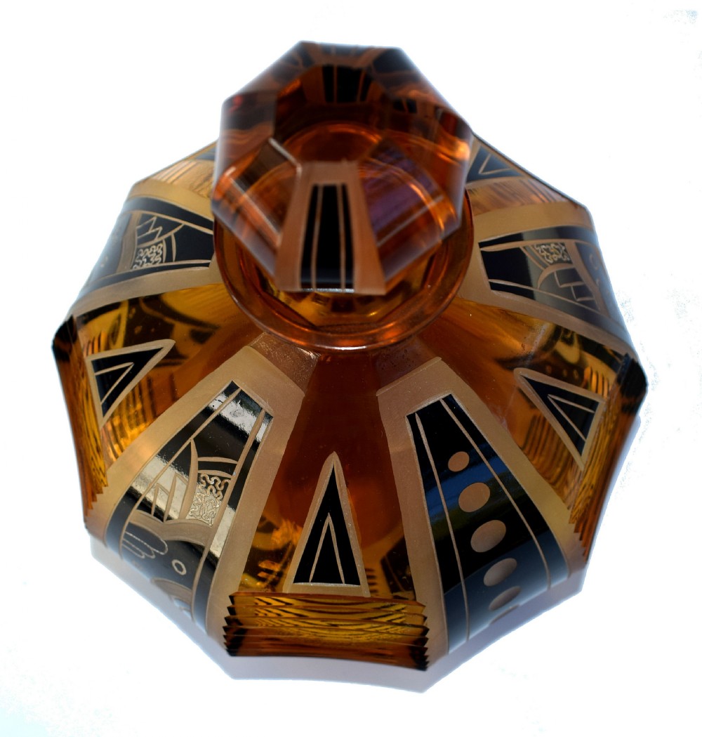 Art Deco Czech Glass Decanter set and glasses View V