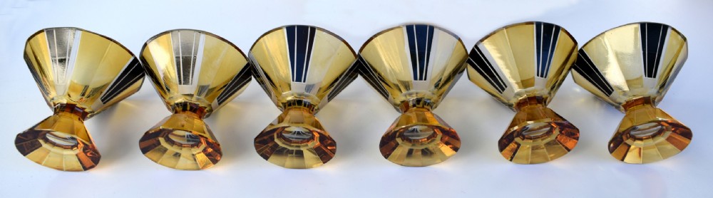 Art Deco Czech Glass Decanter set and glasses View IX