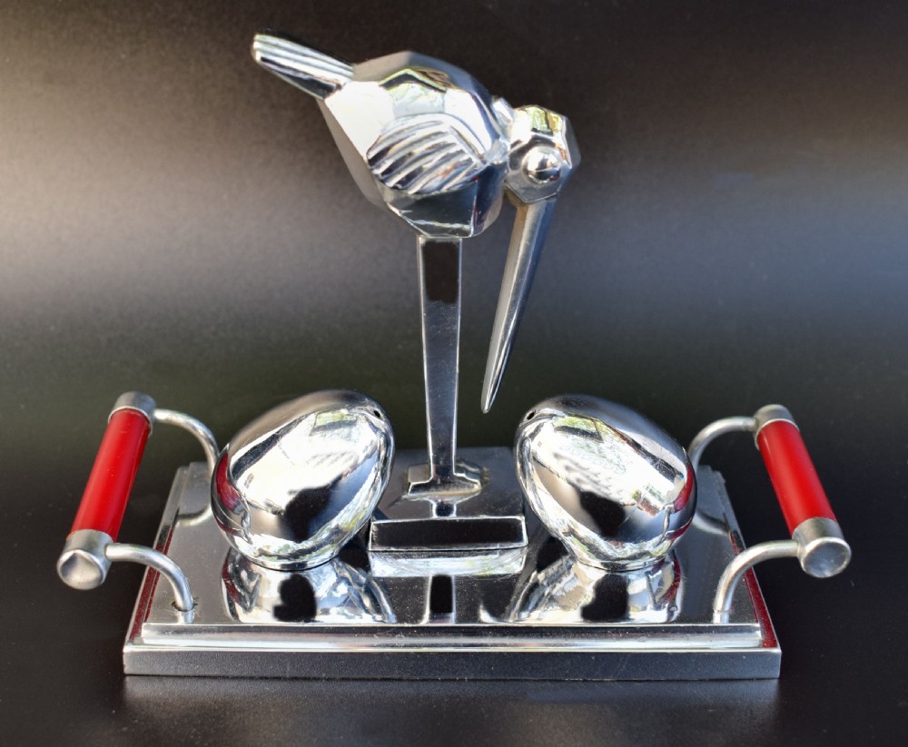 Art Deco Chrome Novelty Cruet Set