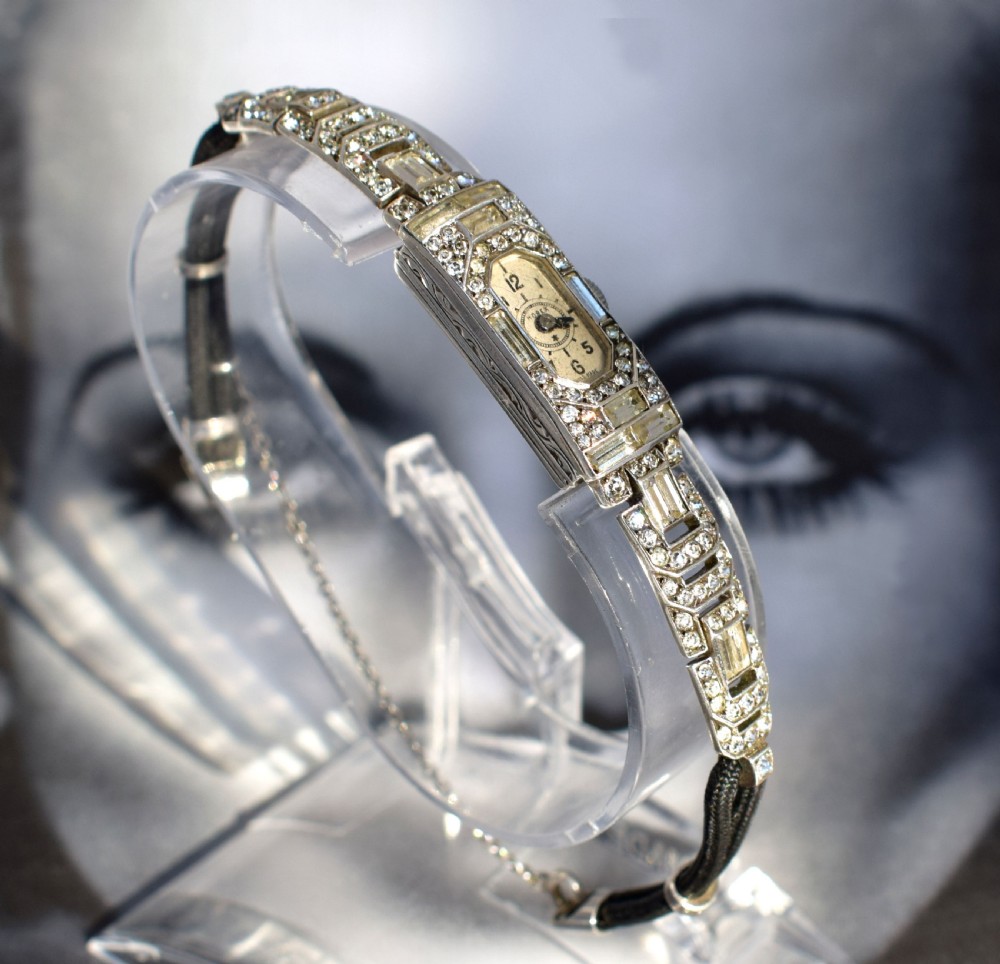 Beautiful Art Deco Ladies Silver Cocktail Watch View IV