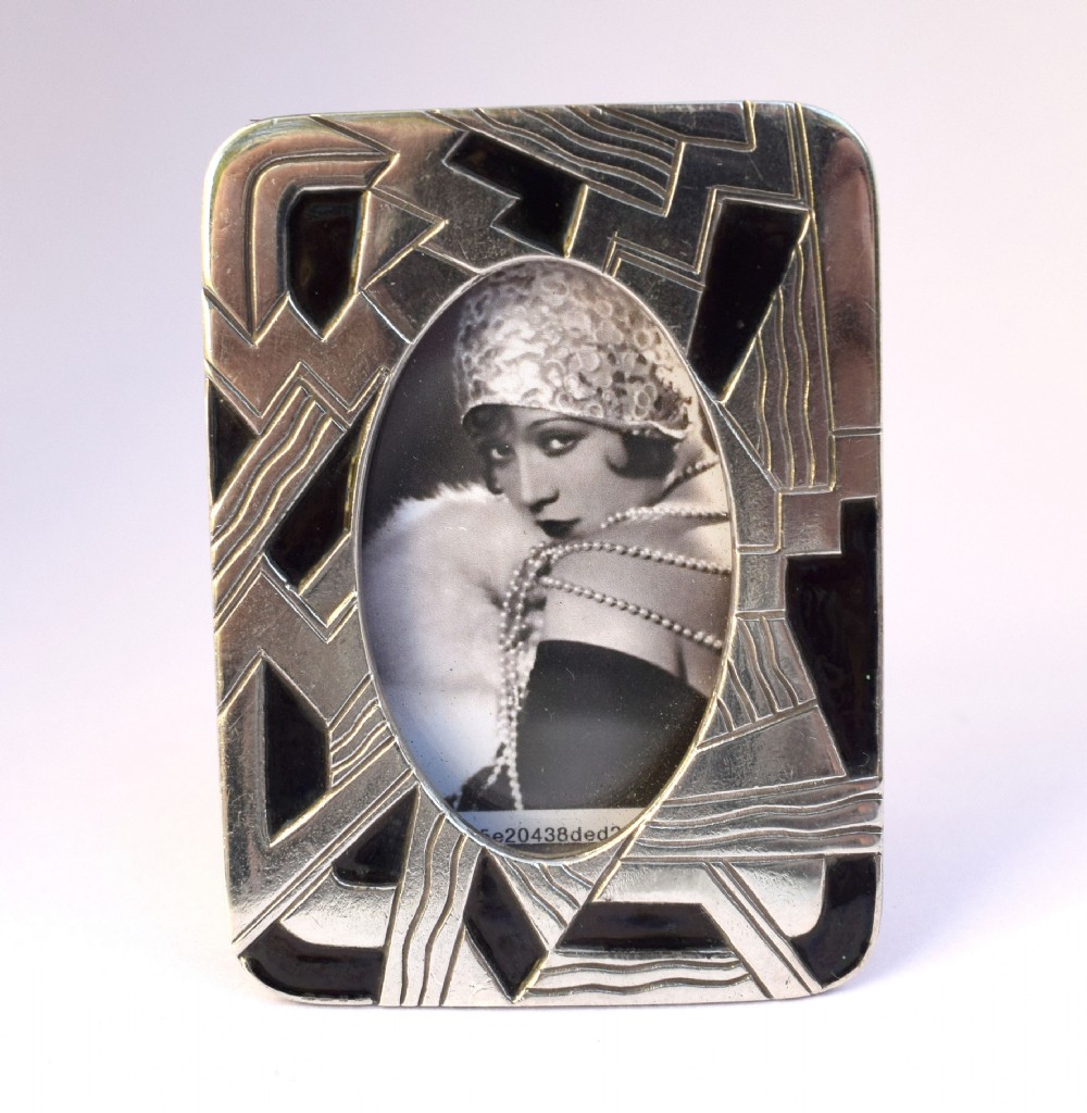 Art Deco Pair Of miniature Silver Plated and Enamel Picture Frame
 View V