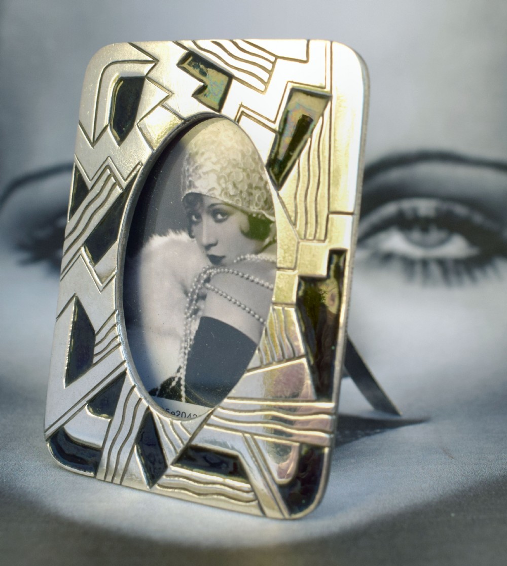 Art Deco Pair Of miniature Silver Plated and Enamel Picture Frame
 View VI