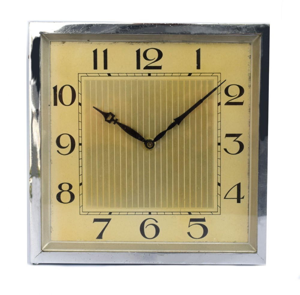 Large 1930's Art Deco Chrome Mantle Clock