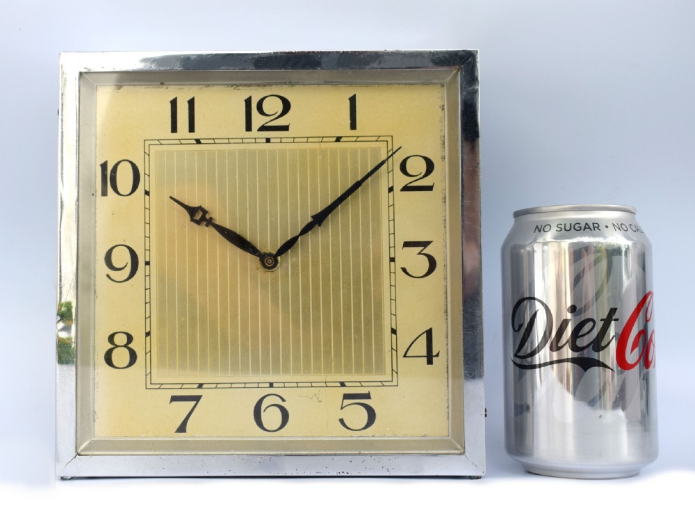 Large 1930's Art Deco Chrome Mantle Clock View II