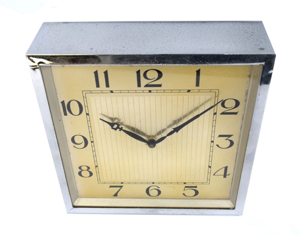 Large 1930's Art Deco Chrome Mantle Clock View III