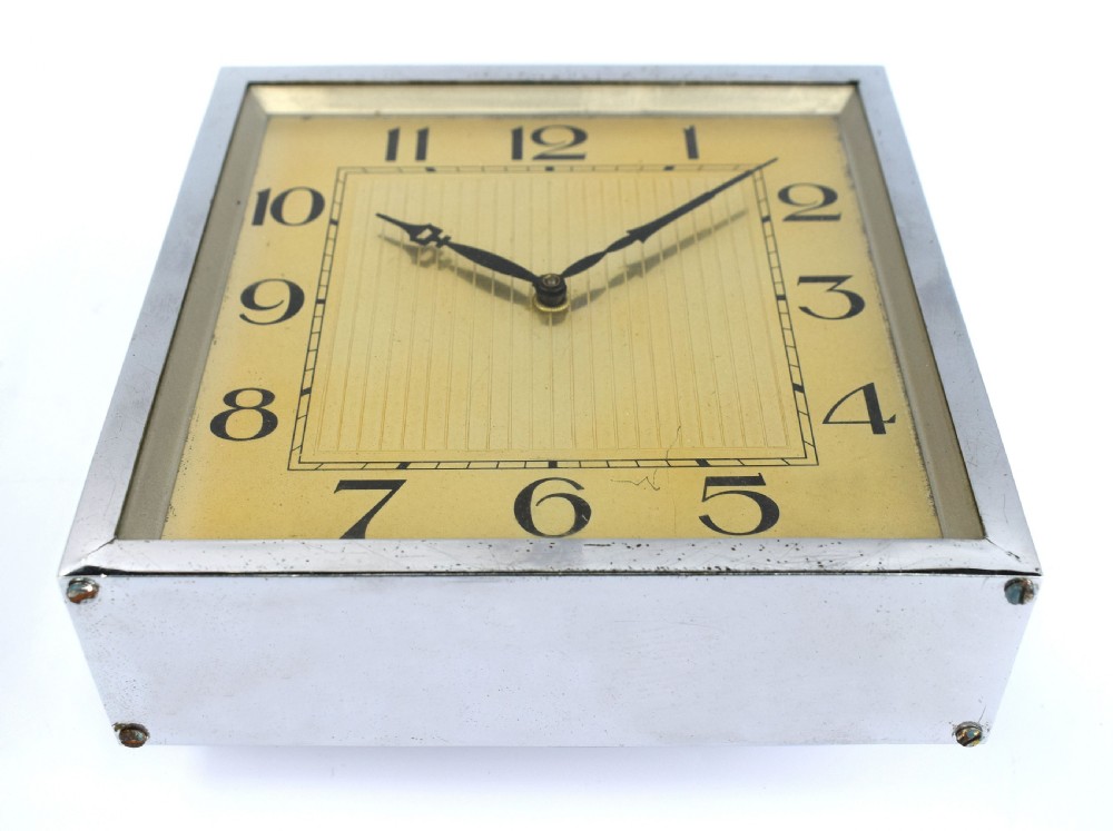 Large 1930's Art Deco Chrome Mantle Clock View IV
