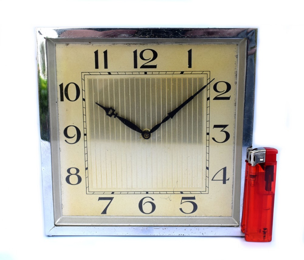 Large 1930's Art Deco Chrome Mantle Clock View VI