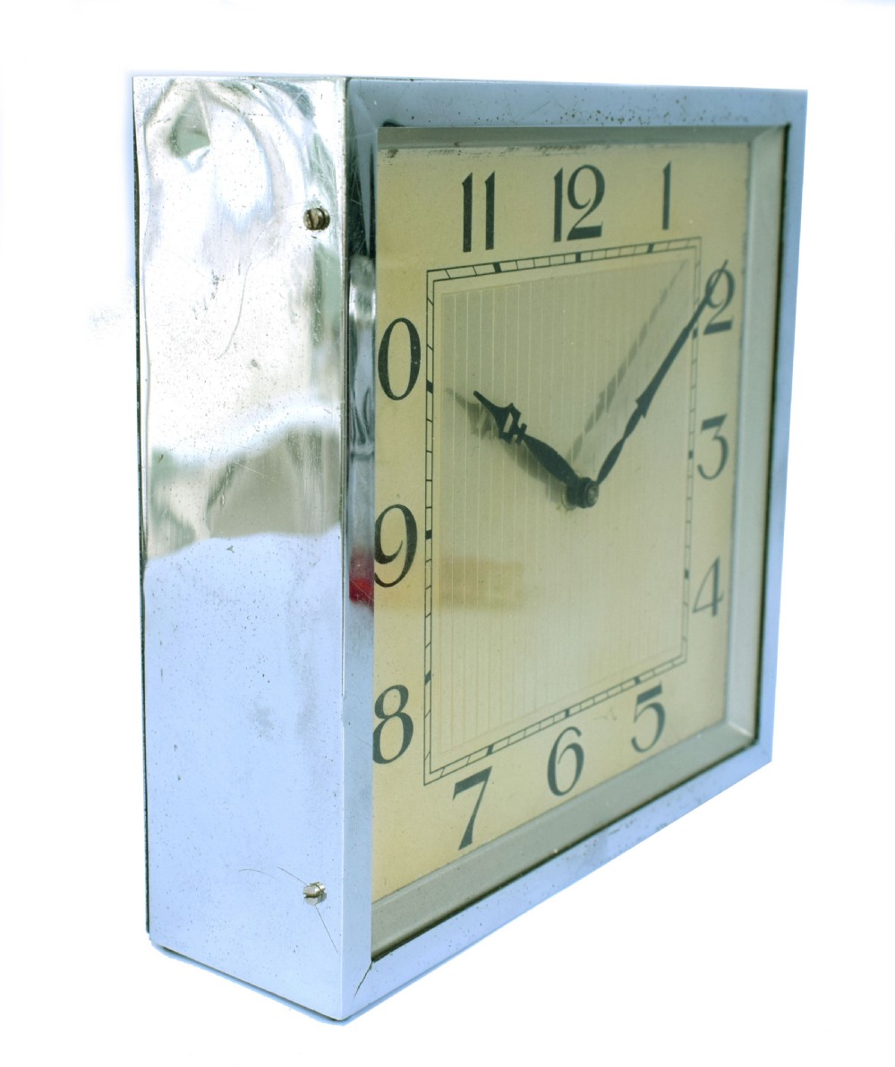 Large 1930's Art Deco Chrome Mantle Clock View VII
