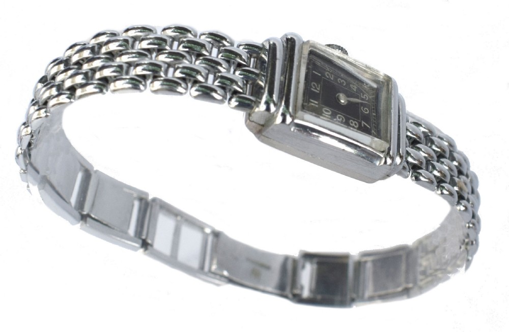 Art Deco Ladies Chrome Watch, Circa 1930 View IV