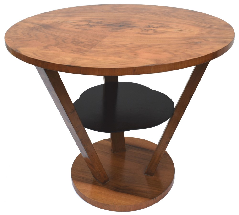Art Deco Walnut Occasional Three Tier Table