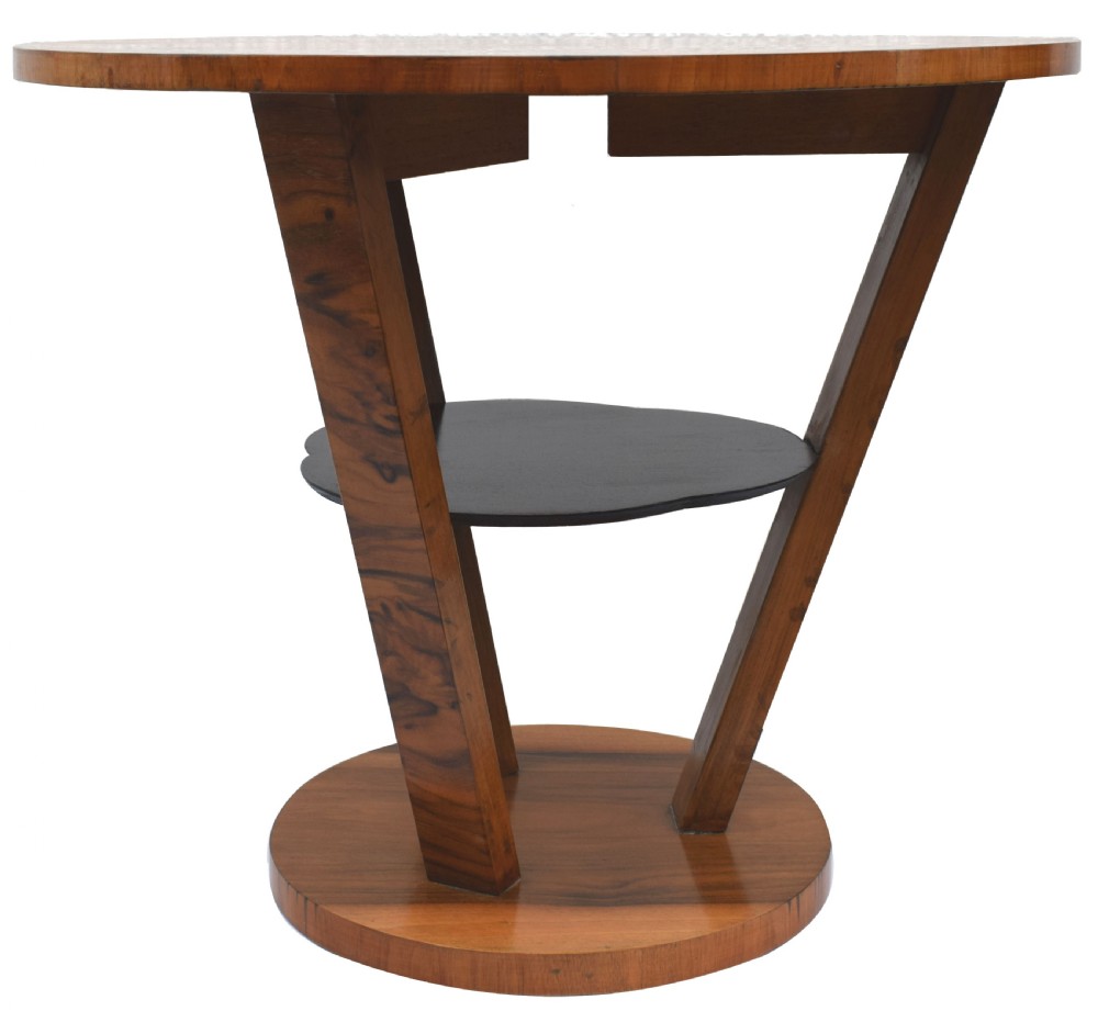 Art Deco Walnut Occasional Three Tier Table View V