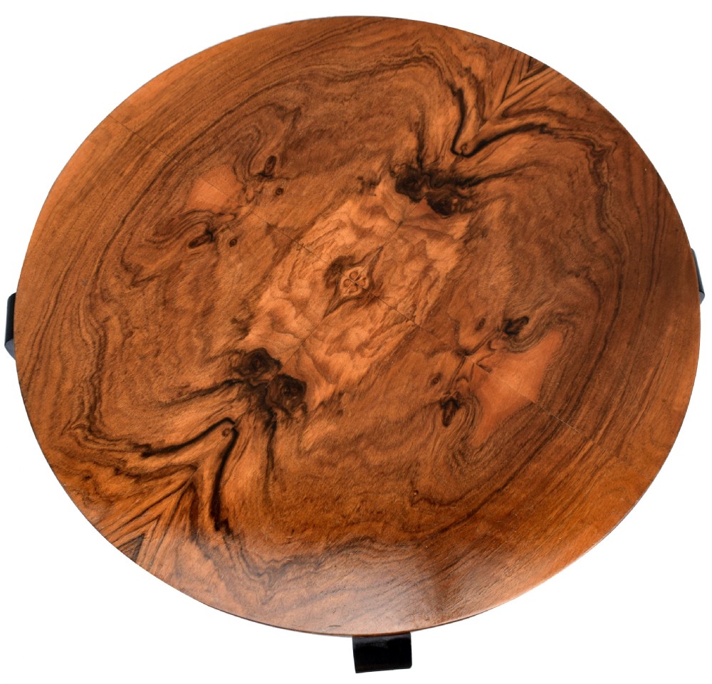 Art Deco Circular Walnut Occasional Three Tier Table, Circa 1930 View II