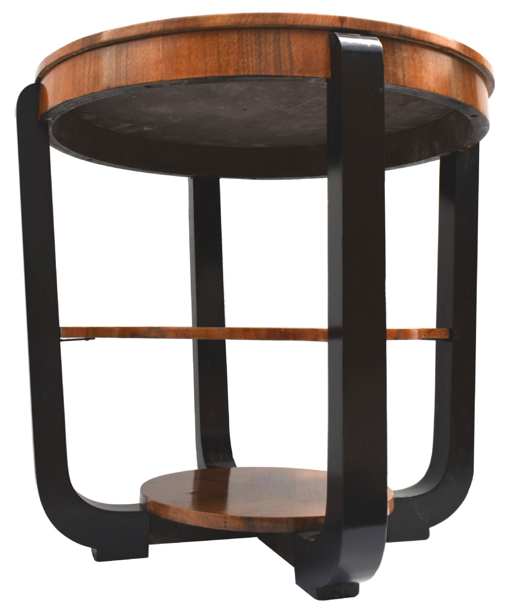 Art Deco Circular Walnut Occasional Three Tier Table, Circa 1930 View IV