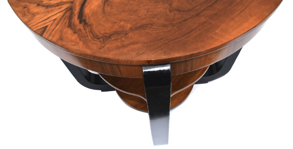 Art Deco Circular Walnut Occasional Three Tier Table, Circa 1930 View V