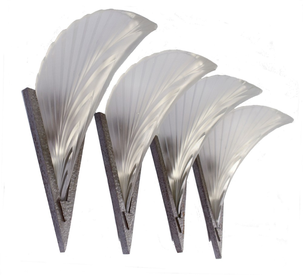 Matching Set Of 1930's Art Deco French Wall Light Sconces - Set Of Four View II