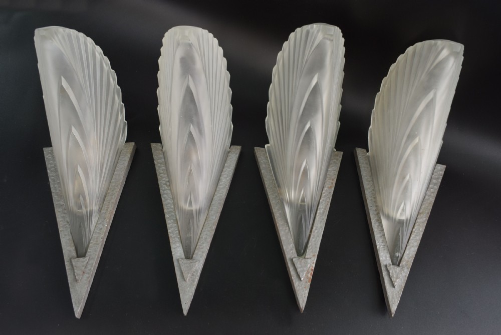 Matching Set Of 1930's Art Deco French Wall Light Sconces - Set Of Four View IV
