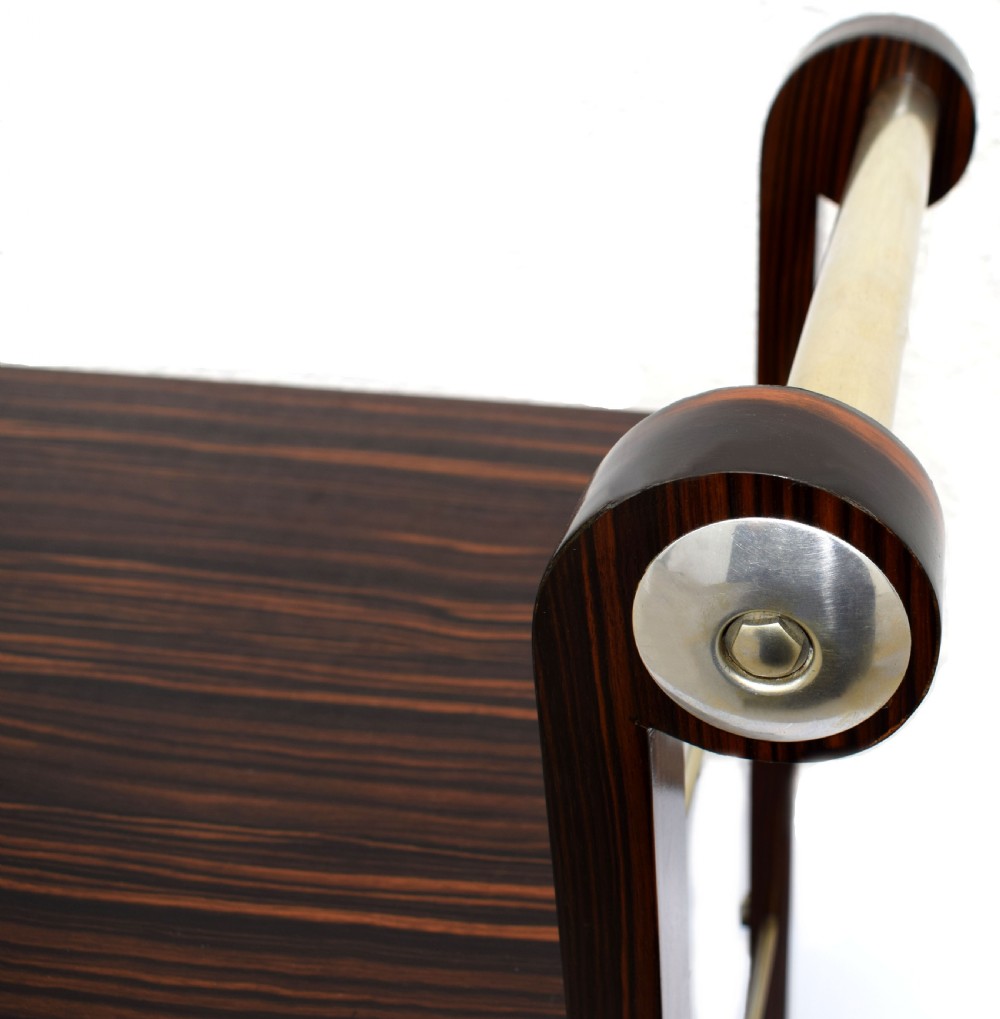 Art Deco Macassar Ebony & Chrome Modernist Hostess Trolley, c1930 View II