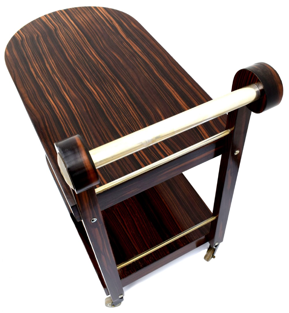 Art Deco Macassar Ebony & Chrome Modernist Hostess Trolley, c1930 View III