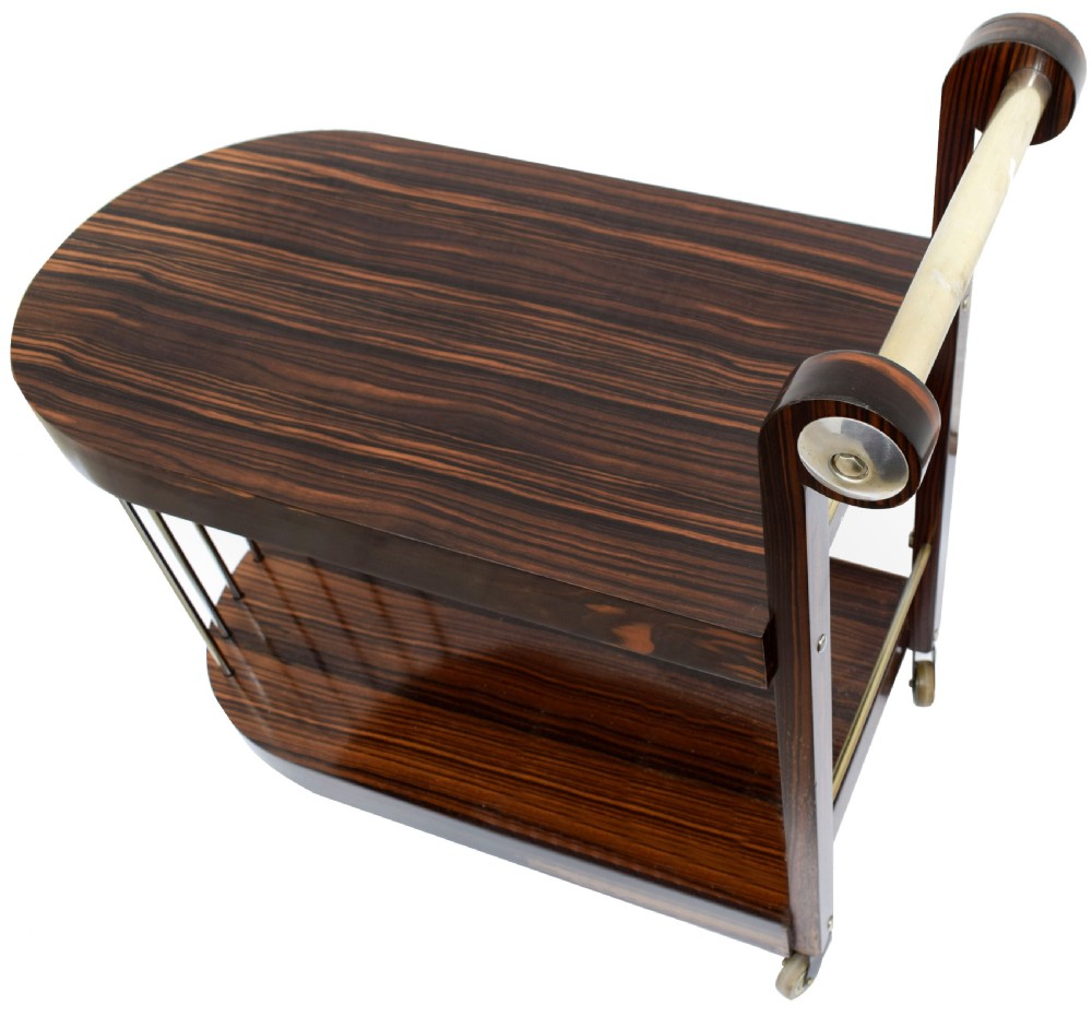 Art Deco Macassar Ebony & Chrome Modernist Hostess Trolley, c1930 View V