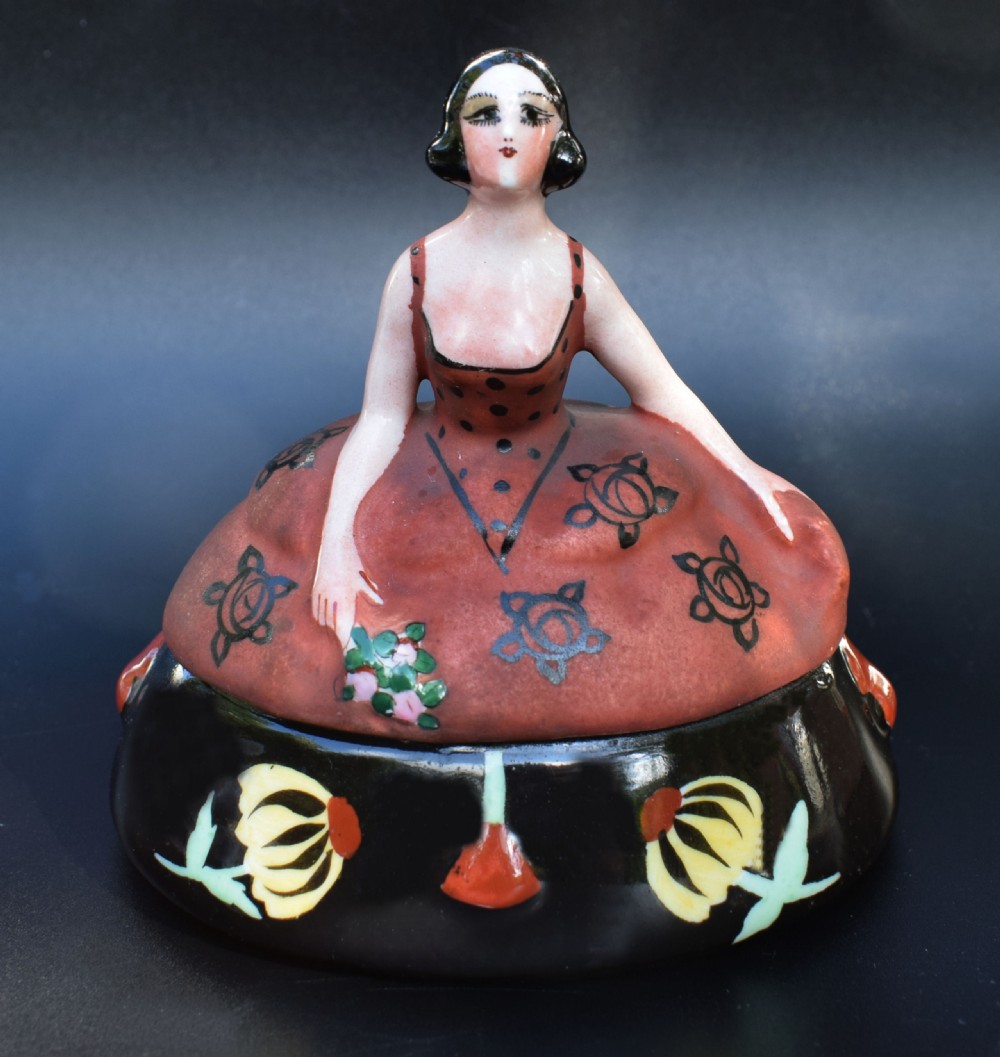 Art Deco French Ceramic Powder Box Bowl, c1930