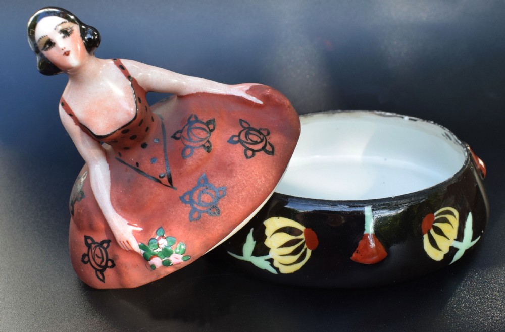 Art Deco French Ceramic Powder Box Bowl, c1930 View VI
