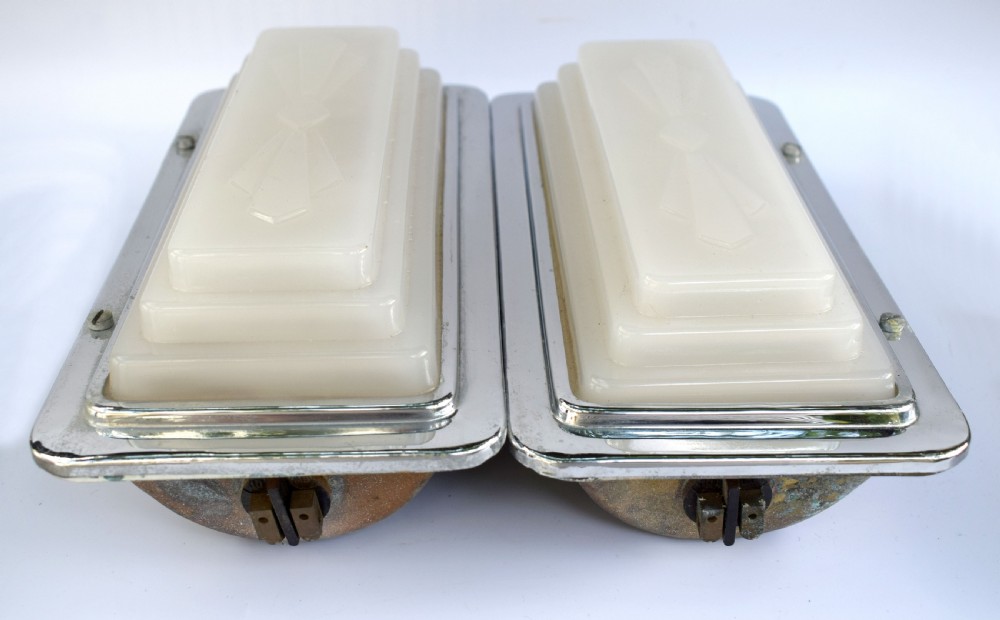 Matching Pair Of Art Deco Chrome & Glass Wall Lights, 1930's View VII