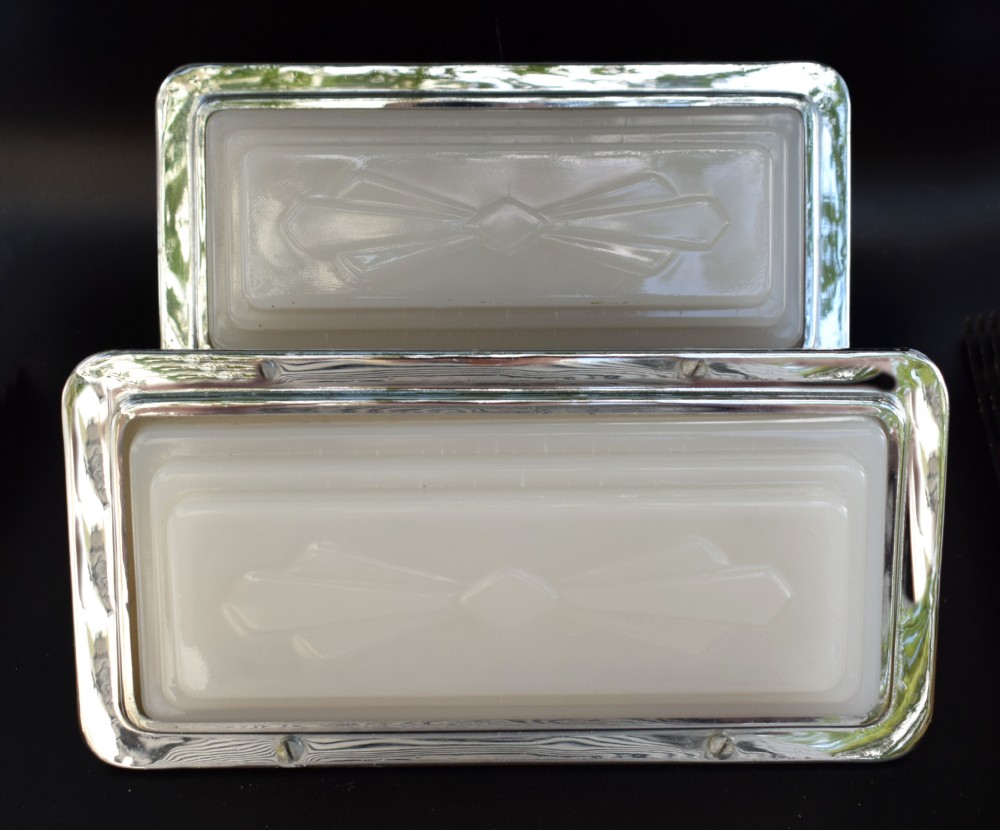 Matching Pair Of Art Deco Chrome & Glass Wall Lights, 1930's View X