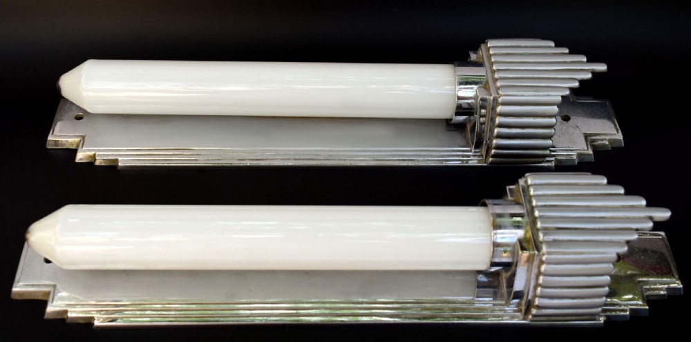 Art Deco Matching Pair Of Skyscraper Wall Lights, c1930 View II