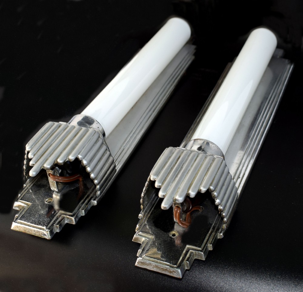 Art Deco Matching Pair Of Skyscraper Wall Lights, c1930 View VIII