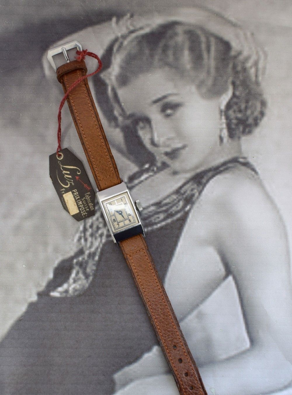 Ladies Art Deco Swiss Watch by Luz Geneve, c1930, perfect condition. View V