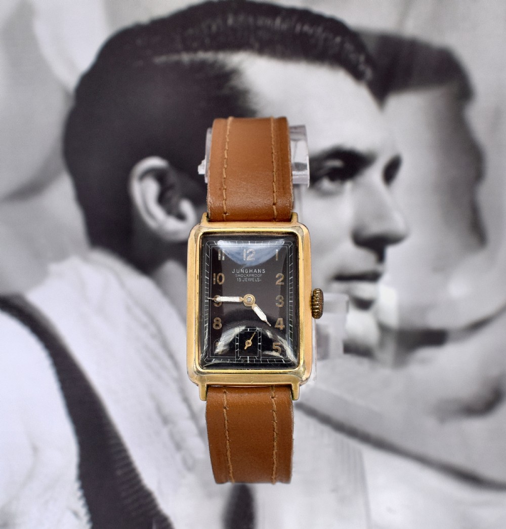 Art Deco 1930's Gents Gold Plated Wrist Watch By Junghans View IV