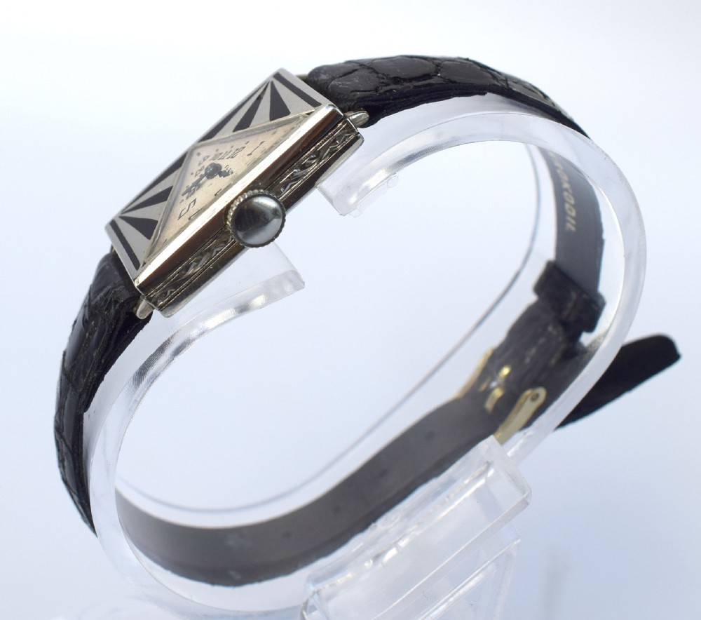 Original Art Deco 14k Gold Ladies Wrist Watch By Elgin, Serviced, c1930 View XII