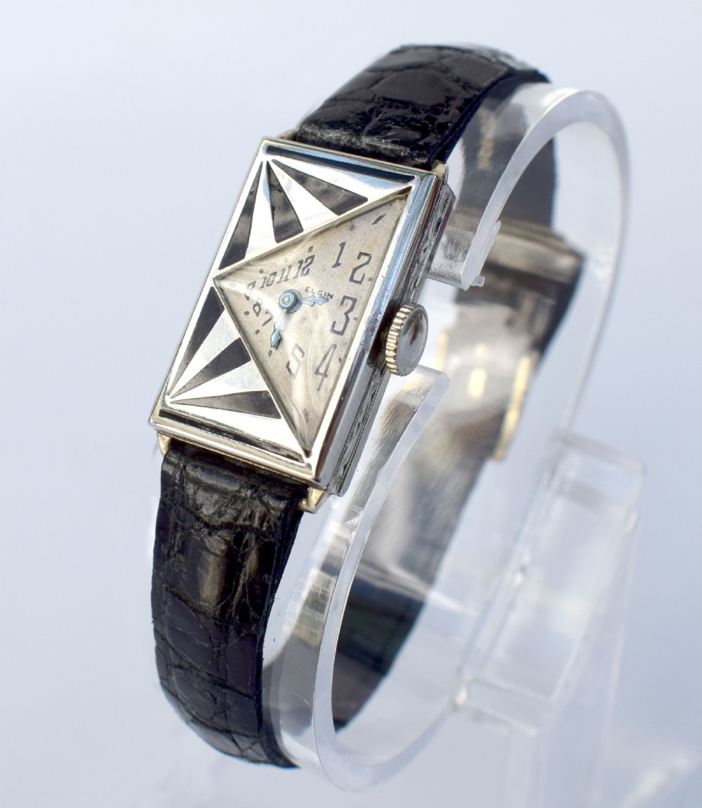Original Art Deco 14k Gold Ladies Wrist Watch By Elgin, Serviced, c1930 View XIII