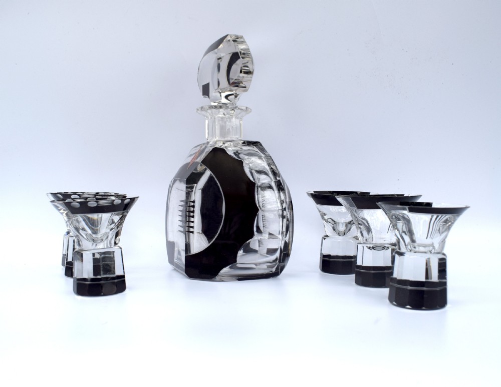 Art Deco Stunning 1930's Glass Decanter Set View IV
