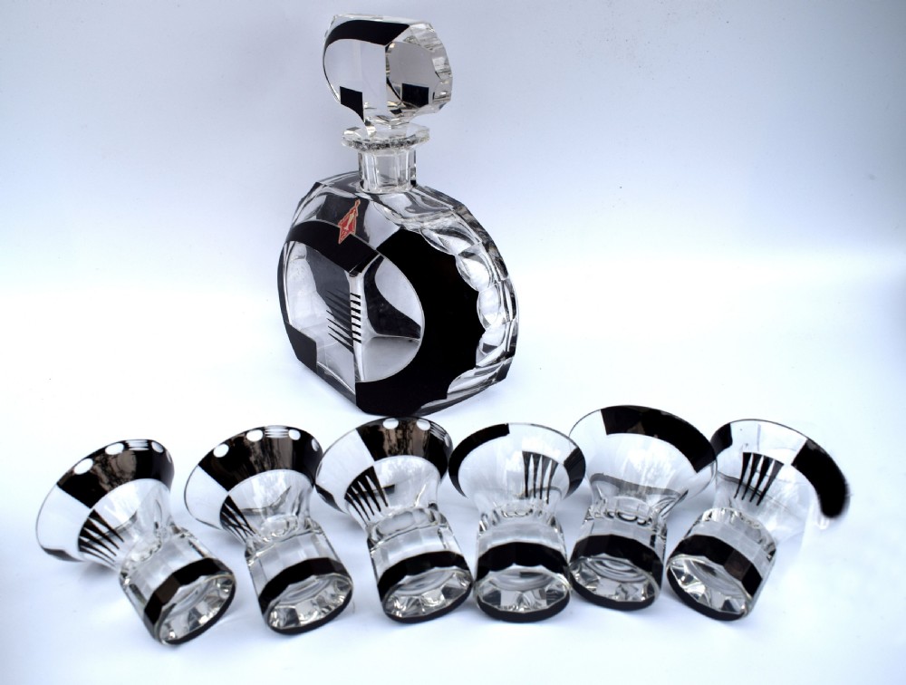 Art Deco Stunning 1930's Glass Decanter Set View VI